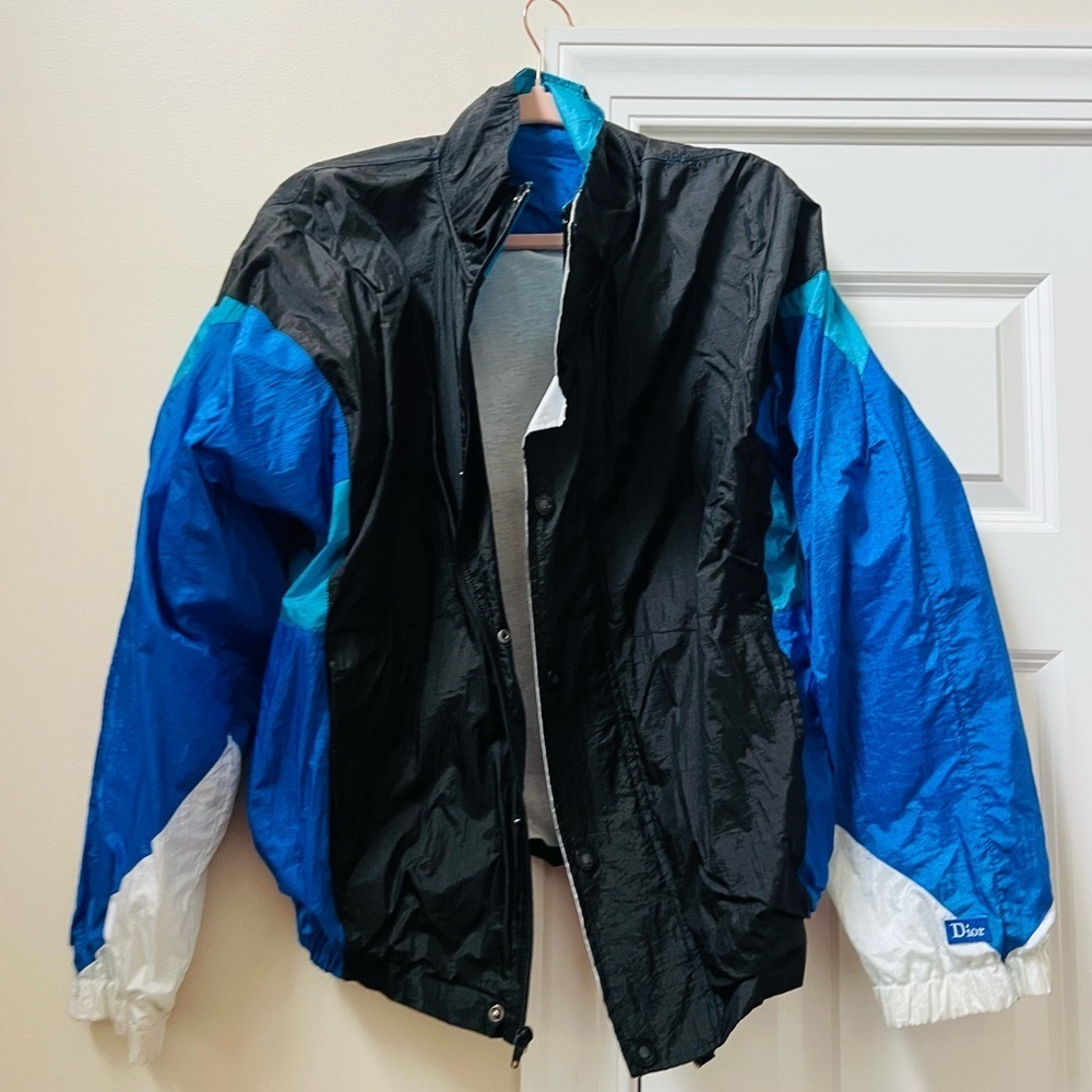 Vintage Christian Dior Teal and Black Jacket size large - Picture 1 of 12